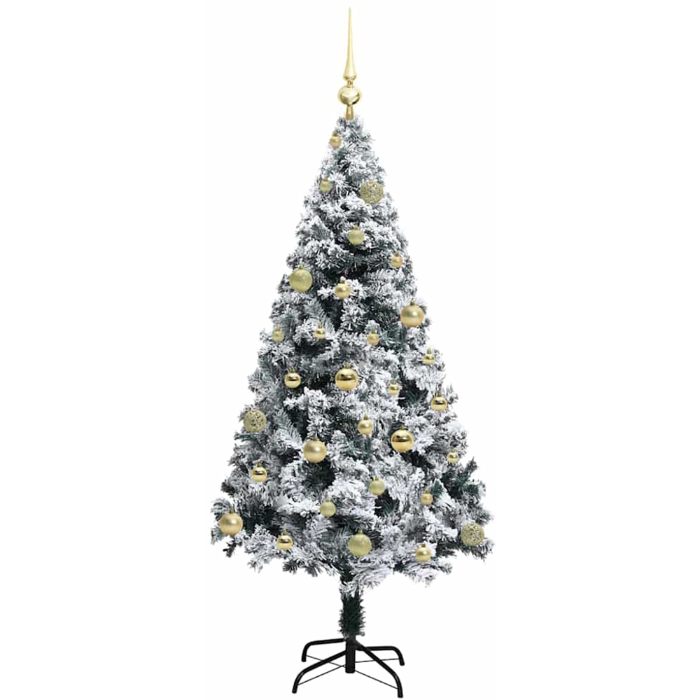 vidaXL Pre-Lit Gold Baubles White Artificial Christmas Tree 5ft Image 4