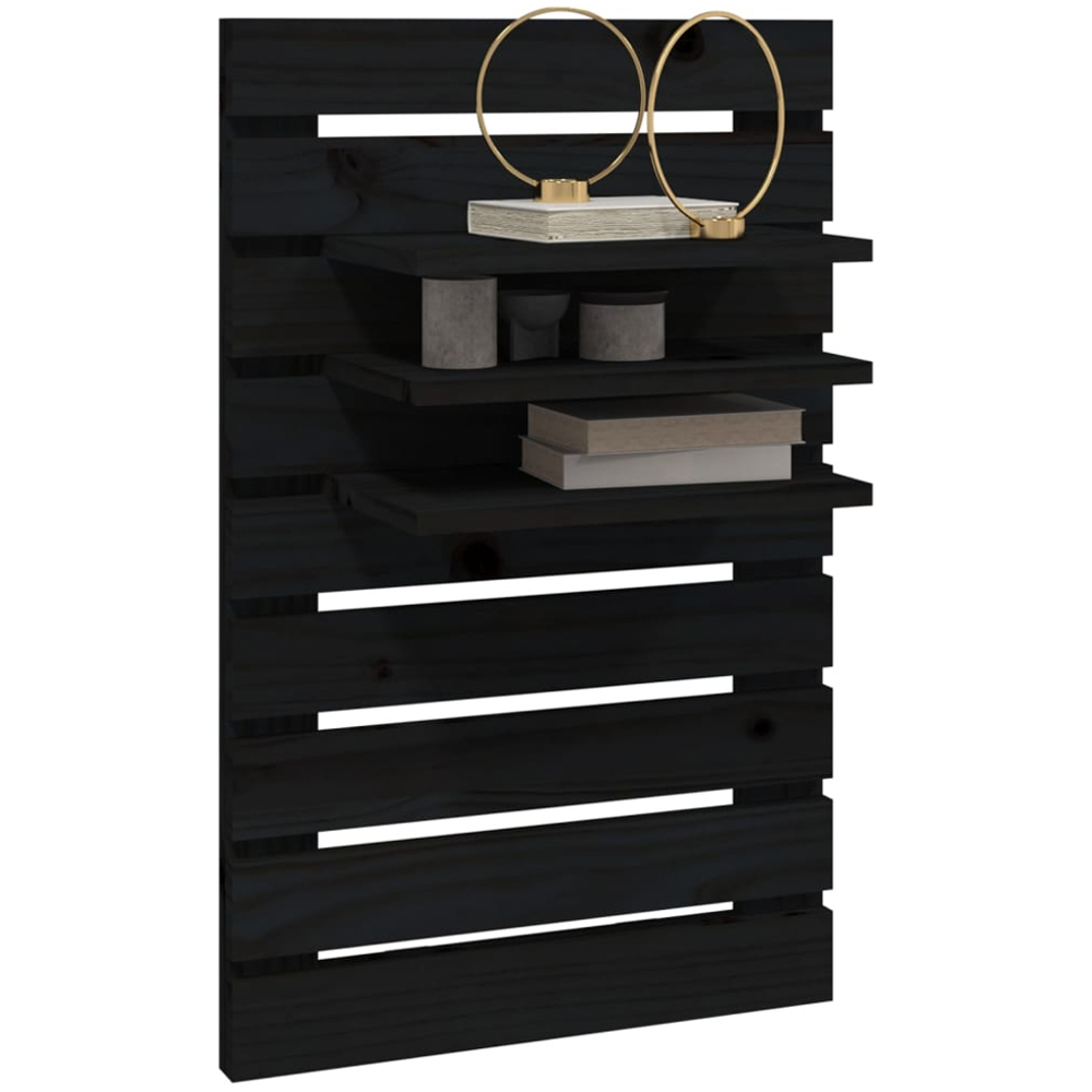 vidaXL Black Adjustable Wall-Mounted Bedside Shelf Set of 2 Image 3