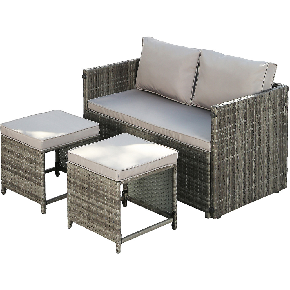 Alena 2 Seater Grey Rattan Convertible Sofa Set Image 3