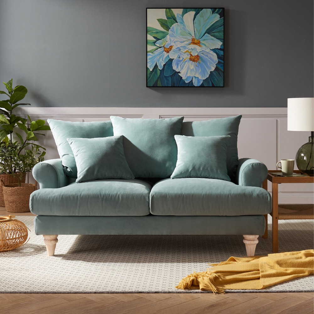 Home Detail Churchill 2 Seater Teal Velvet Sofa Image 9