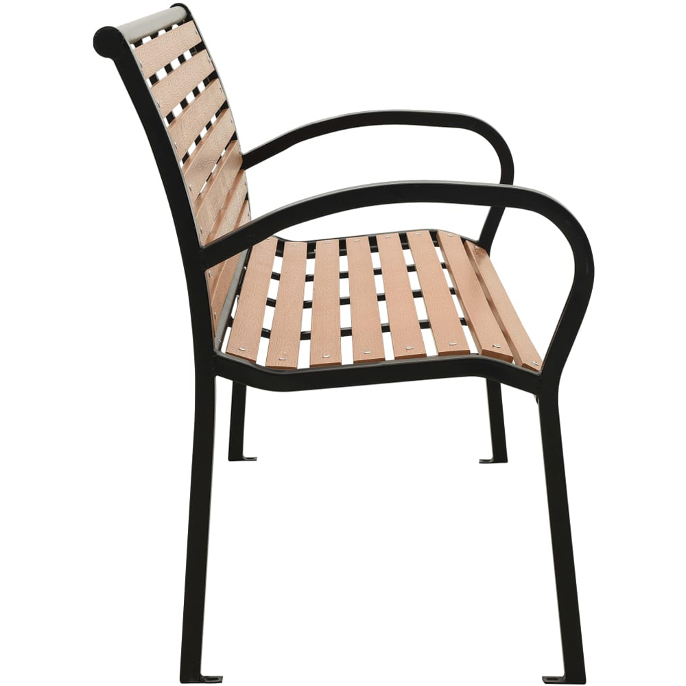 vidaXL 2 Seater Black Steel Frame and Brown WPC Slats Garden Bench Image 3