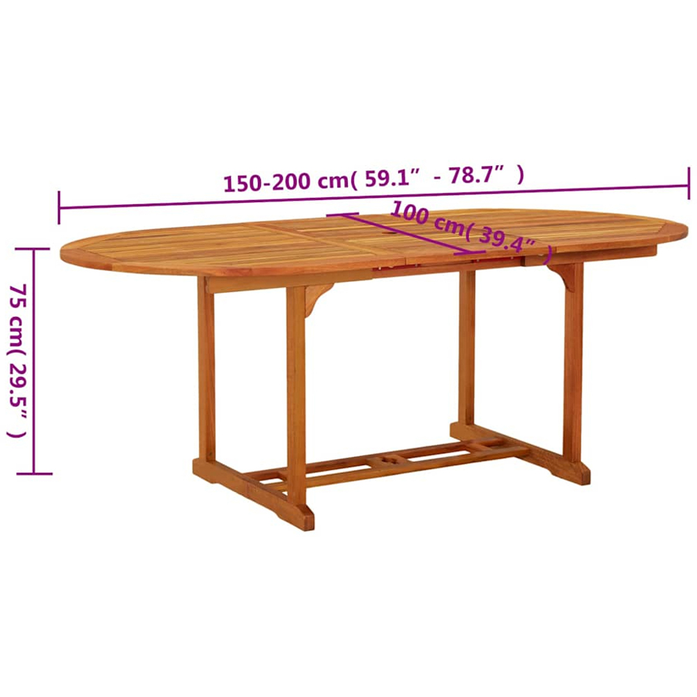 vidaXL 6 Seater Solid Eucalyptus Extendable Garden Table Reddish Brown Image 9