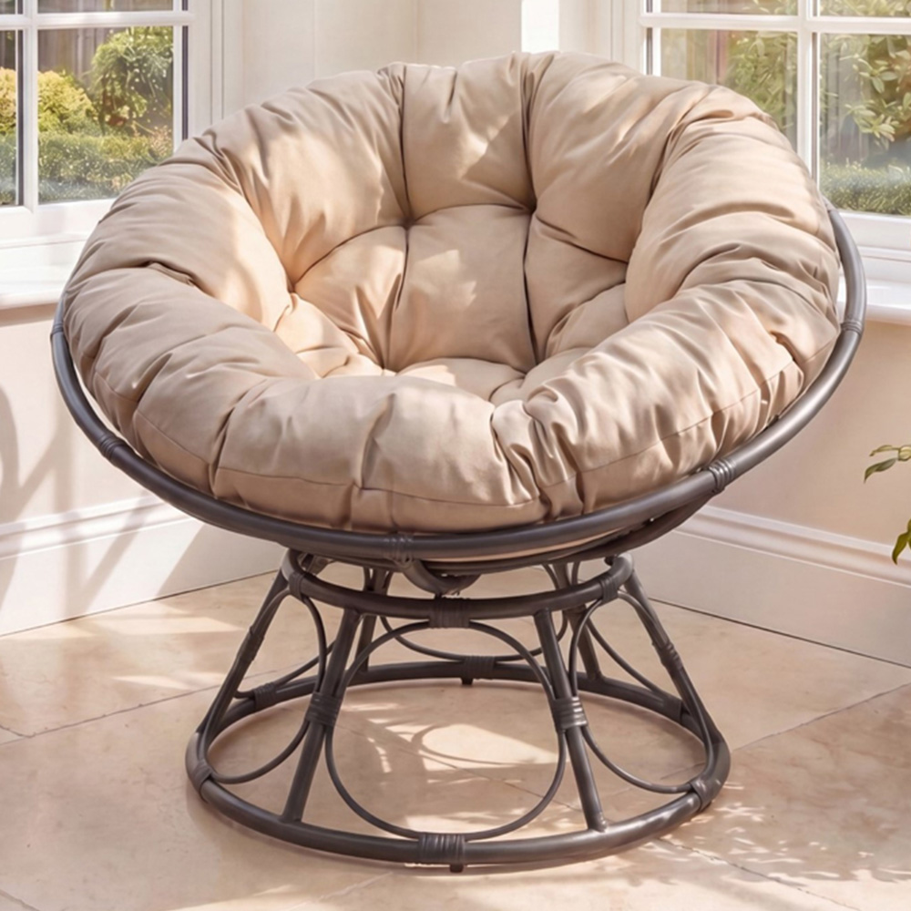 Artemis Home Amara Grey Swivel Papasan Chair with Cushion Image 1