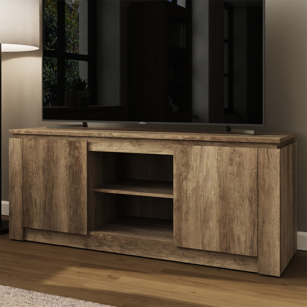 GFW Canyon 2 Door 2 Shelf Oak TV Unit Image 1