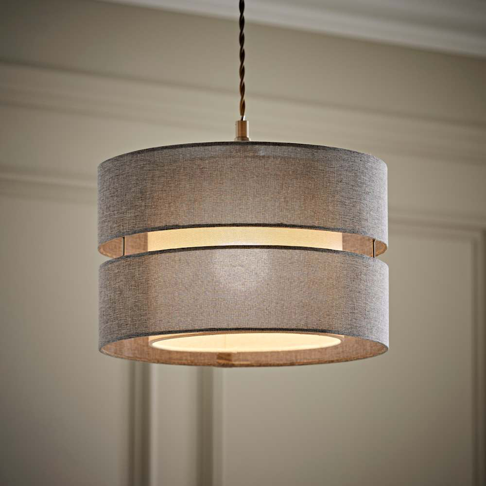ValueLights Sophia 2 Tier Grey Linen Ceiling Drum Lamp Shade Image 3