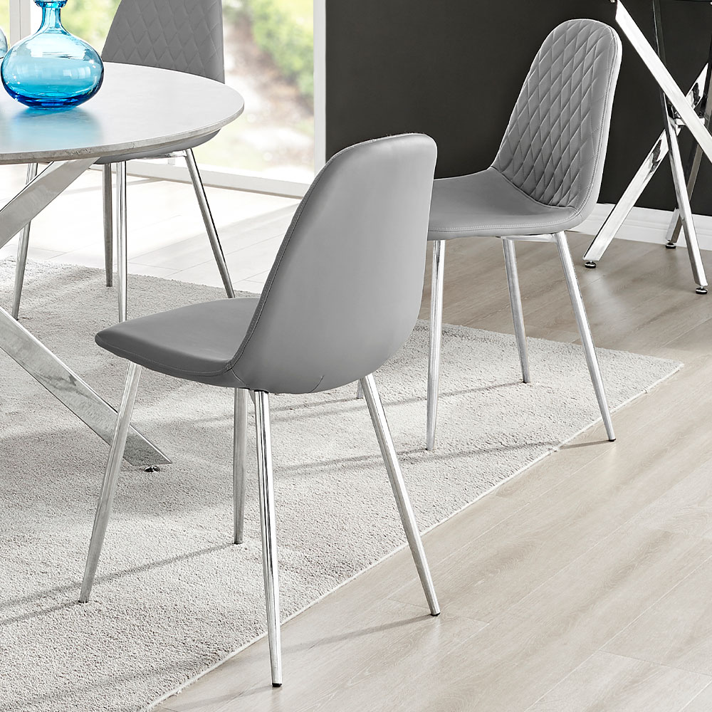 Furniturebox Arona Solara 6 Seater Round Dining Set Concrete Grey and Grey Image 3