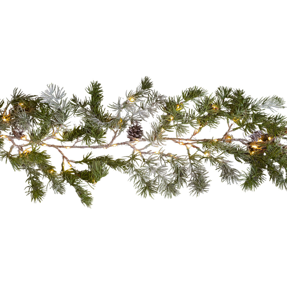 Samuel Alexander 120 Warm White LED Pine Needle Christmas Garland with Pinecones 180cm Image 1