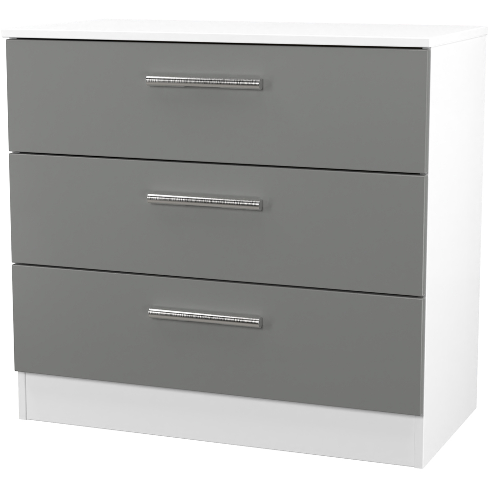 Crowndale Contrast 3 Drawer Dusk Grey and White Chest of Drawers Ready Assembled Image 2