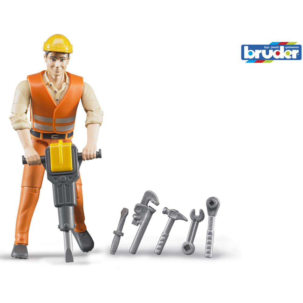 Bruder Kids bworld Construction Worker with Accessories Playset Model Image 3