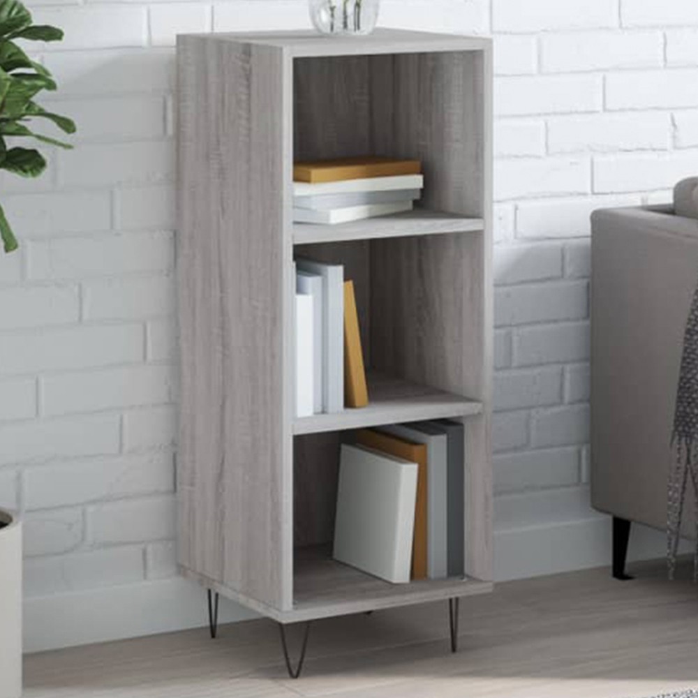 vidaXL 3 Shelf Grey Sonoma Wooden Sideboard Image 1