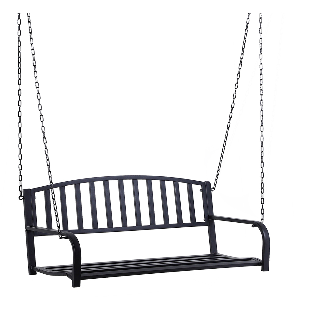 Outsunny 2 Seater Black Minimalist Garden Swing Chair Image 2