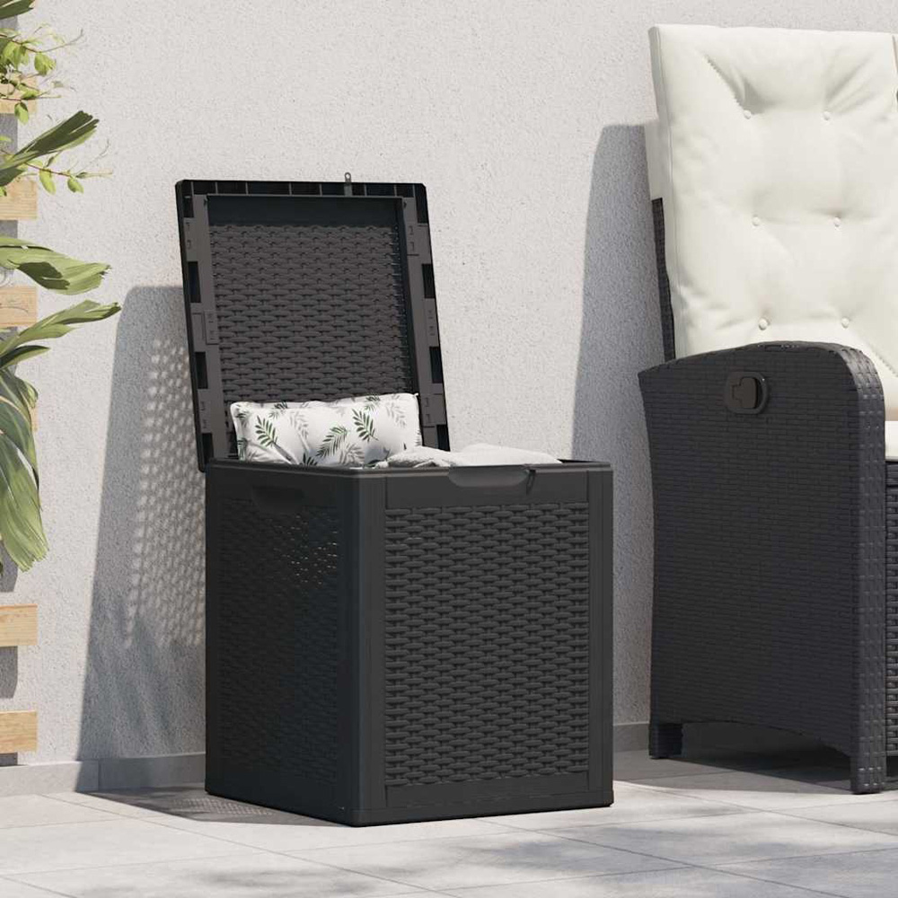 Walplus Black Polypropylene Rattan Look Storage Box 51 x 43 x 44cm Image 2