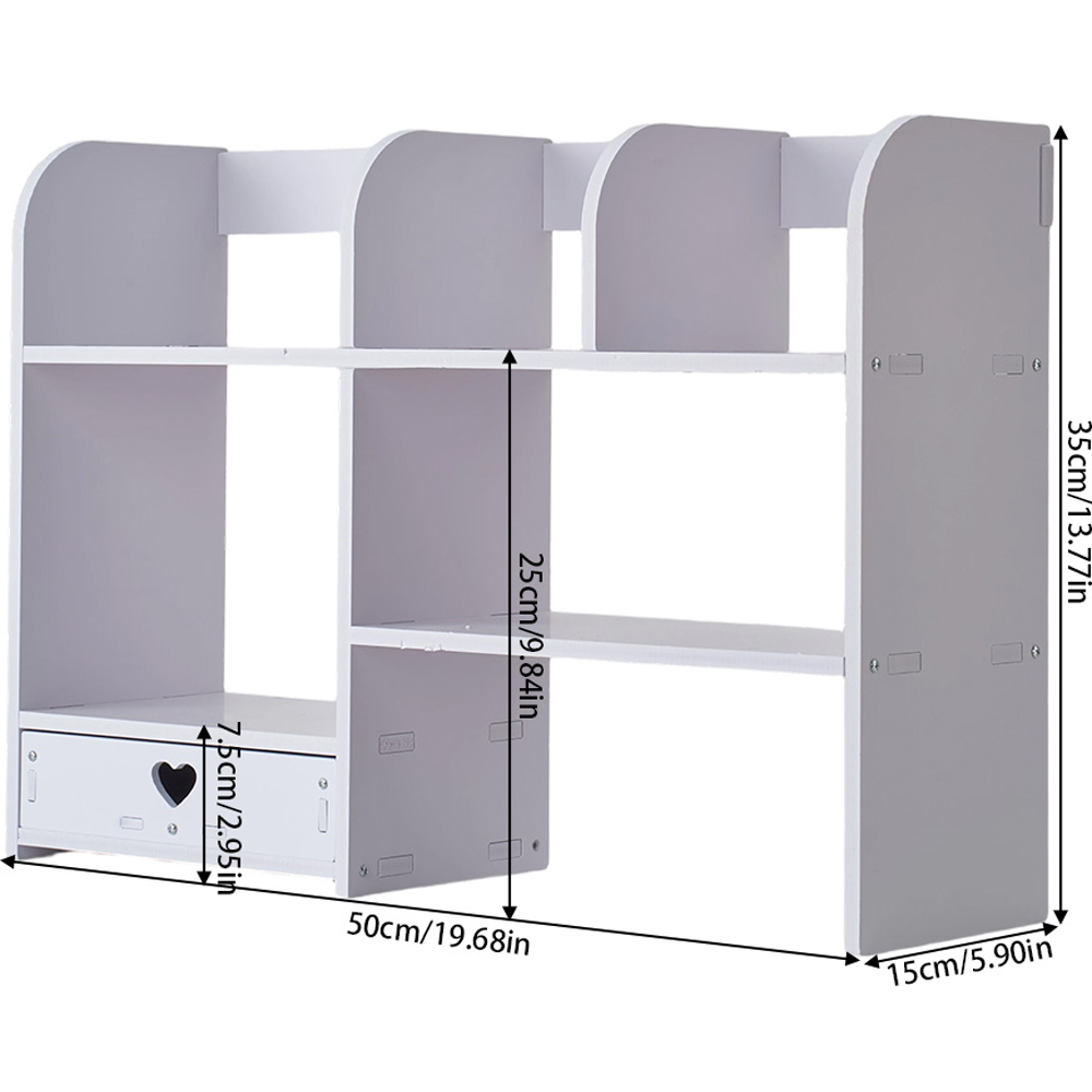 Living and Home Single Drawer 5 Shelf White WPC Asymmetrical Desktop Organiser Image 9