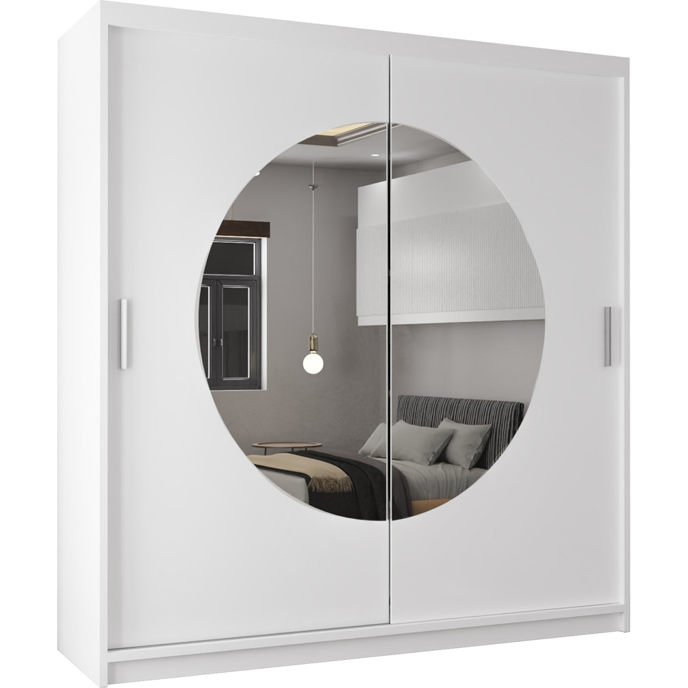 Sliding Wardrobes 4U Moon 2 Door White Mirrored Wardrobe 150cm Image 2