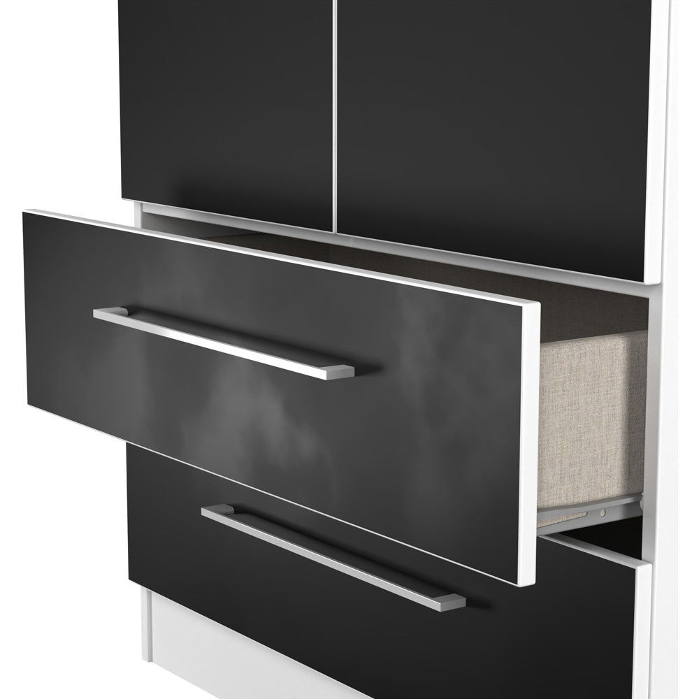 Crowndale Worcester 2 Door 2 Drawer Matt Black and White Tall Wardrobe Ready Assembled Image 7