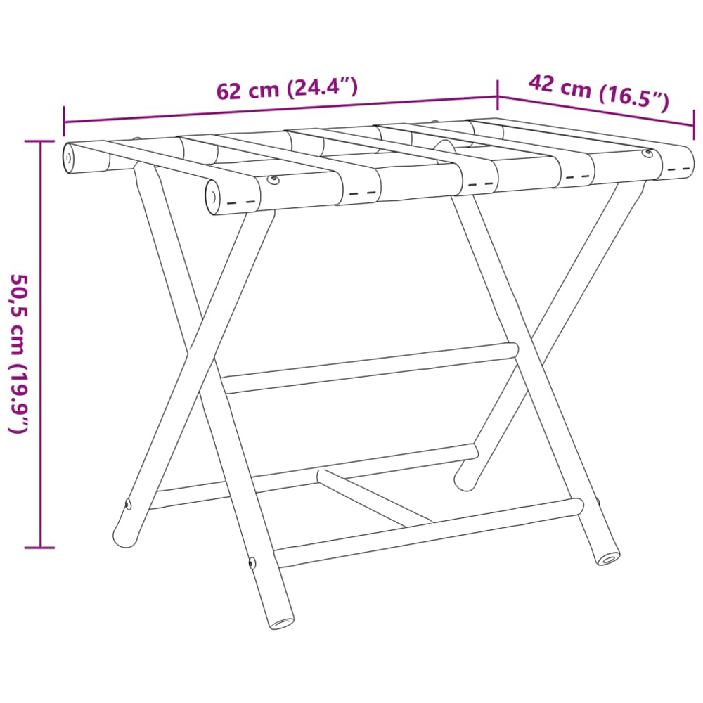 Walplus 2 Shelf Bamboo Folding Luggage Rack Image 8