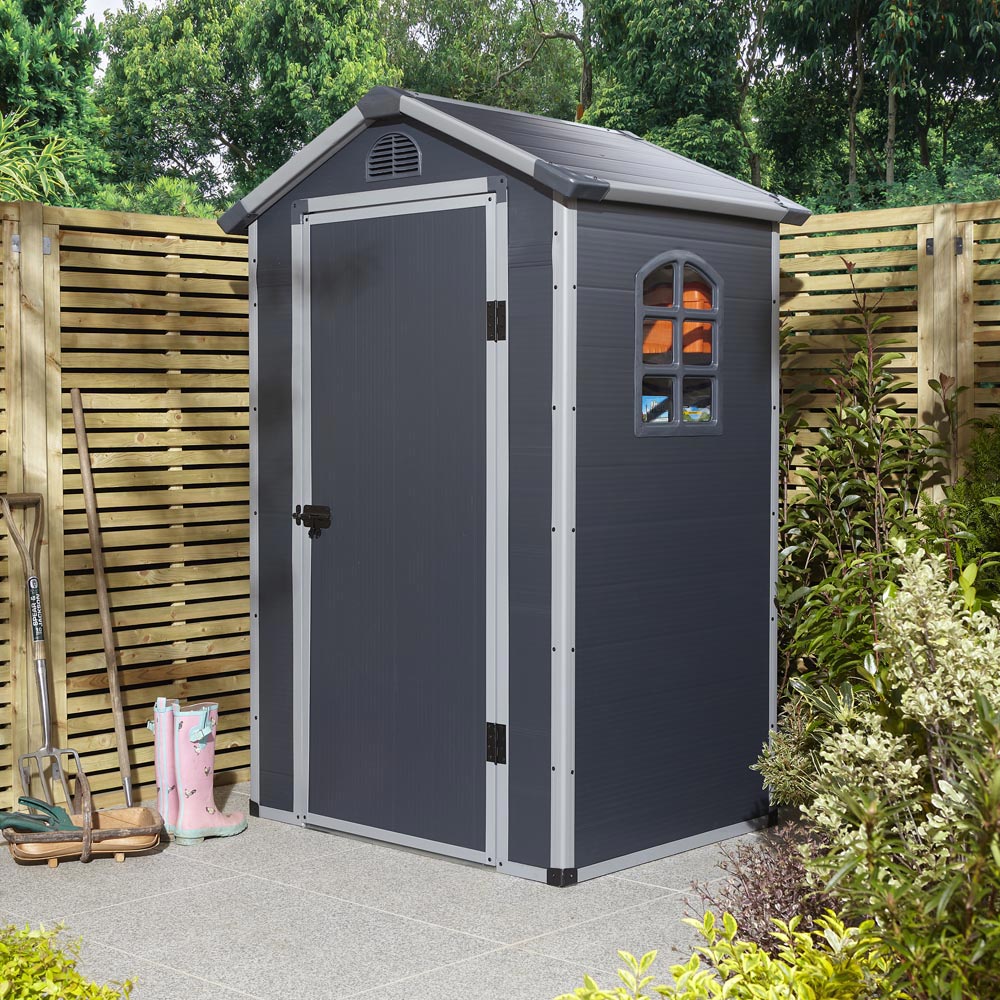 Rowlinson 4 x 3ft Dark Grey Airevale Plastic Garden Shed Image 3
