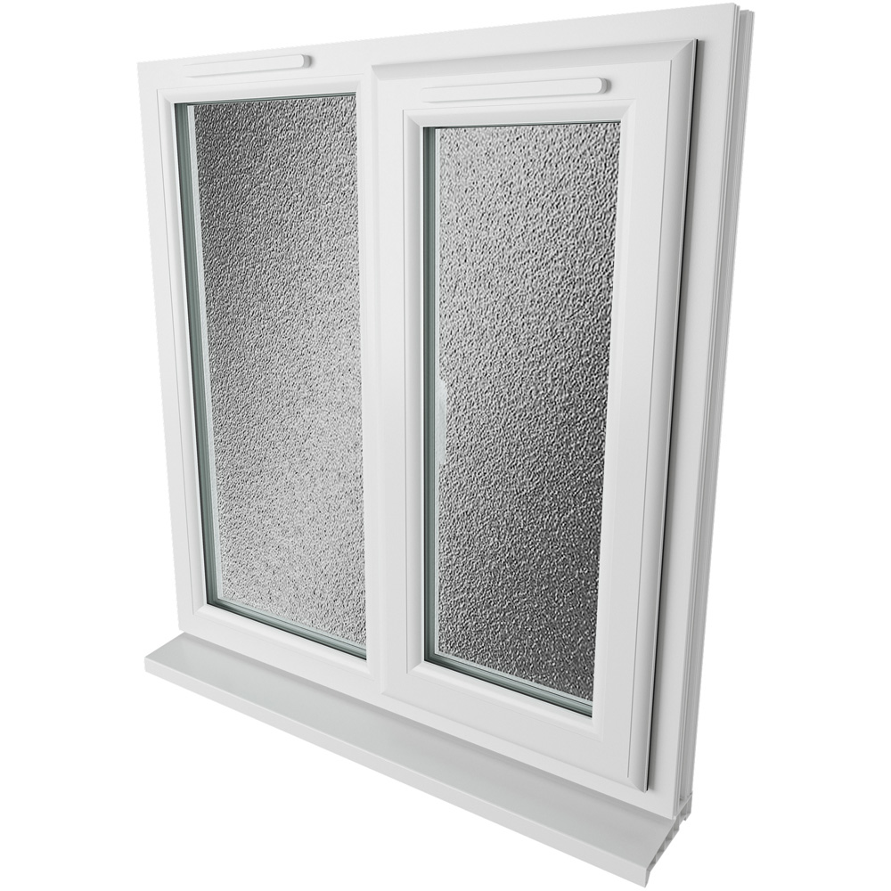 Crystal uPVC Double Glazed Window RH Side Hung Next to a Fixed White Obscure Glass 905x965mm Image 9
