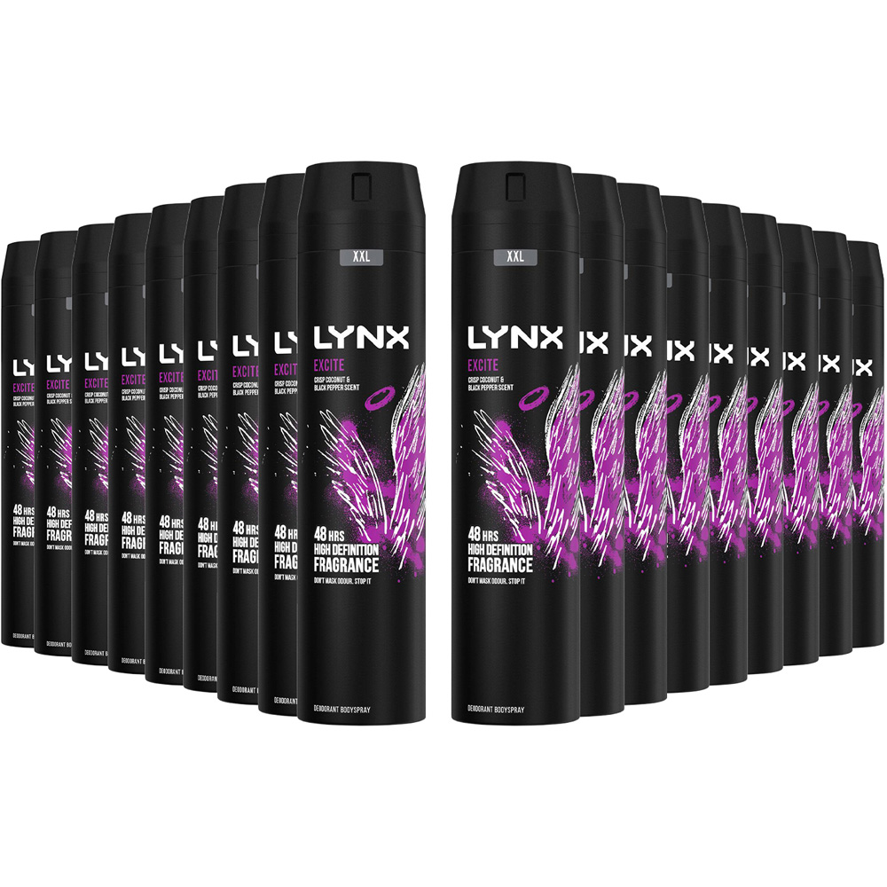 Lynx Excite Black Pepper and Crisp Coconut 48H Protection Deodorant Body Spray 250ml 18 Pack Image 1