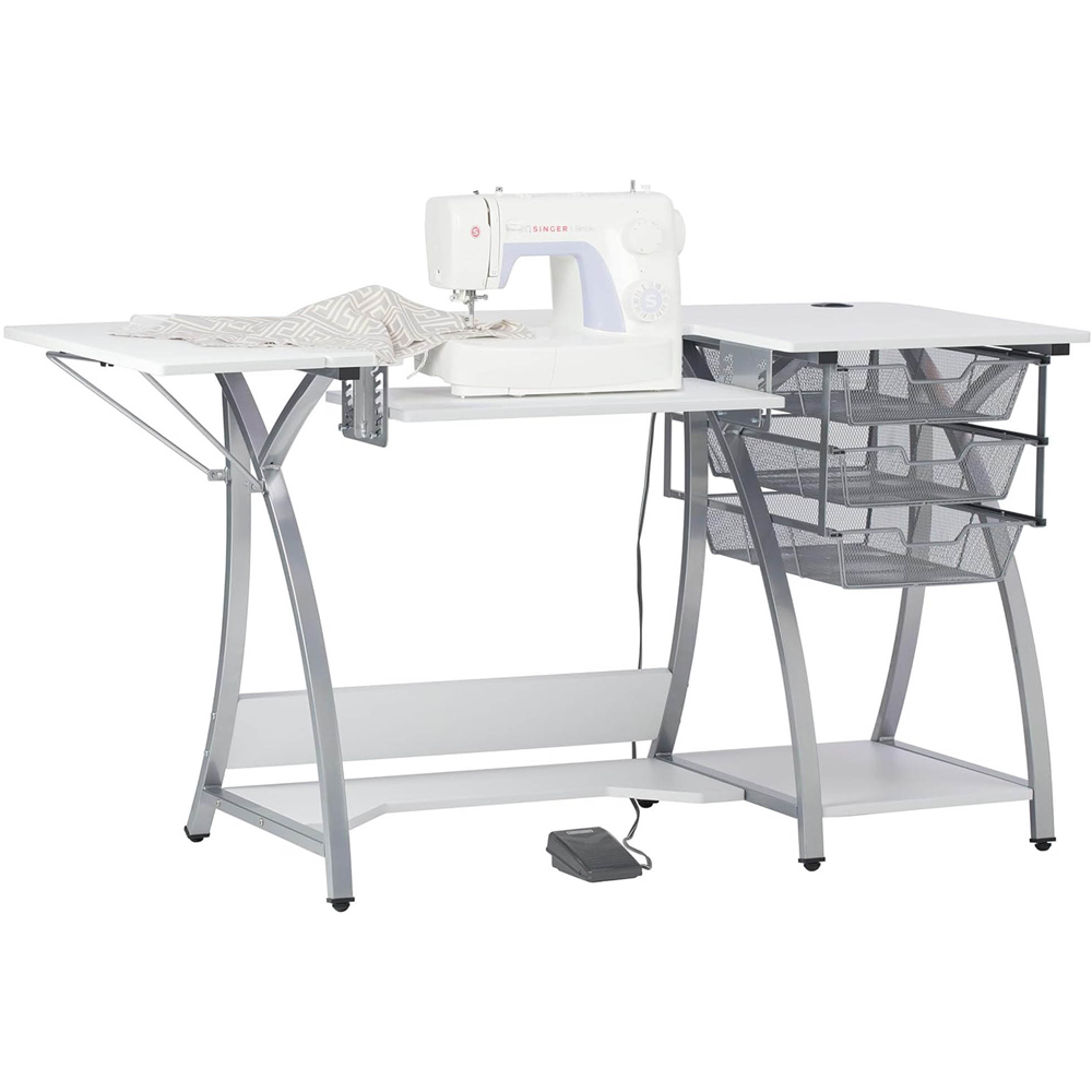 Sewing Online Pro Stitch 13381 Grey and White Sewing Machine and Hobby Table with Storage Image 2