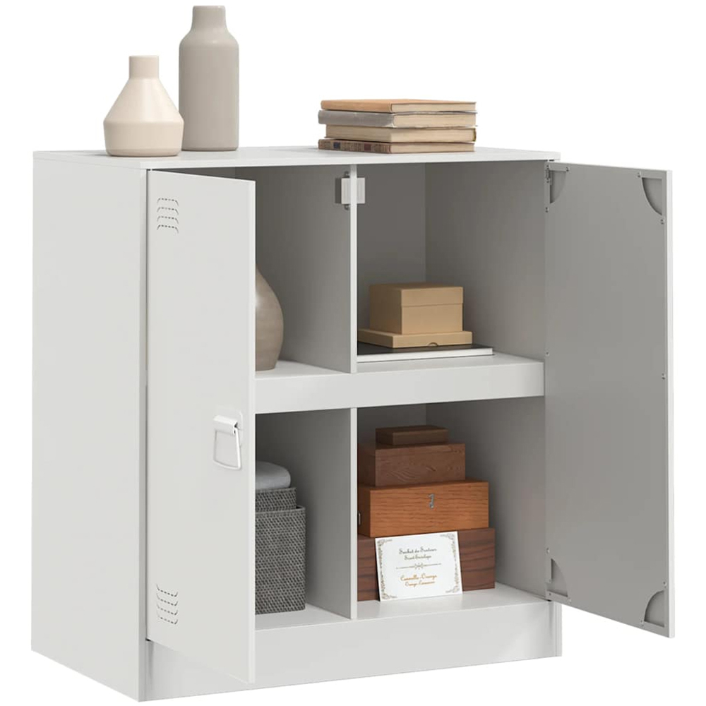 vidaXL 2 Door Steel White Sideboard Image 4