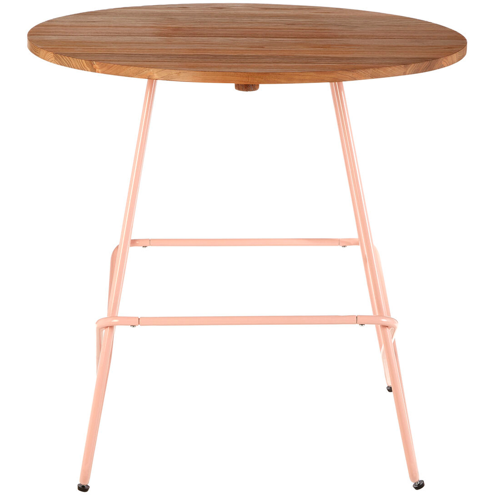 Premier Housewares 4 Seater Metal Round Dining Table with Elm Wood Tabletop Pink Image 4
