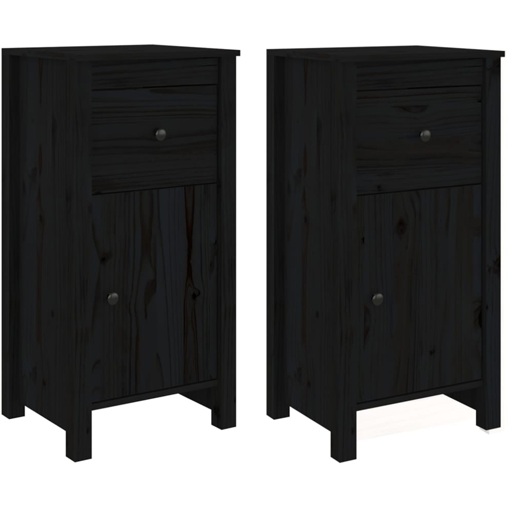 vidaXL Single Door Single Drawer Wooden Sideboard Set of 2 Image 2