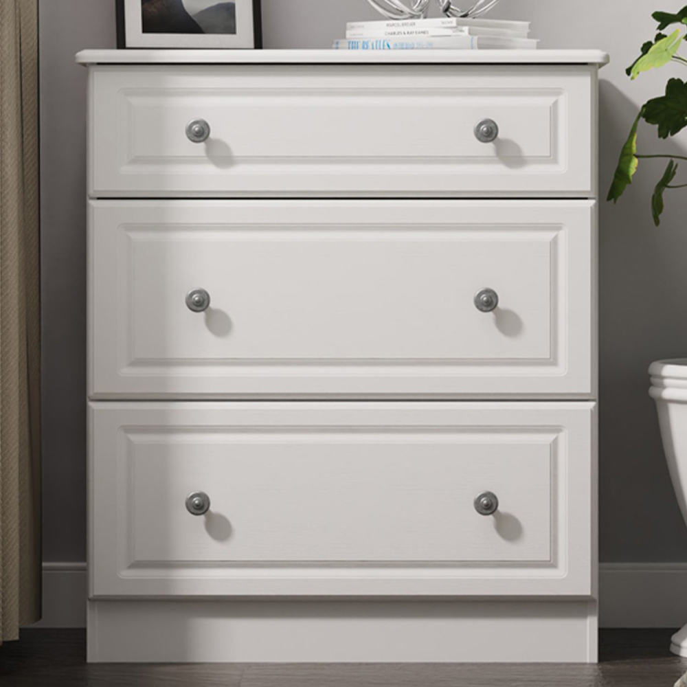 Crowndale Pembroke 3 Drawer Grey Ash Deep Chest of Drawers Ready Assembled Image 1