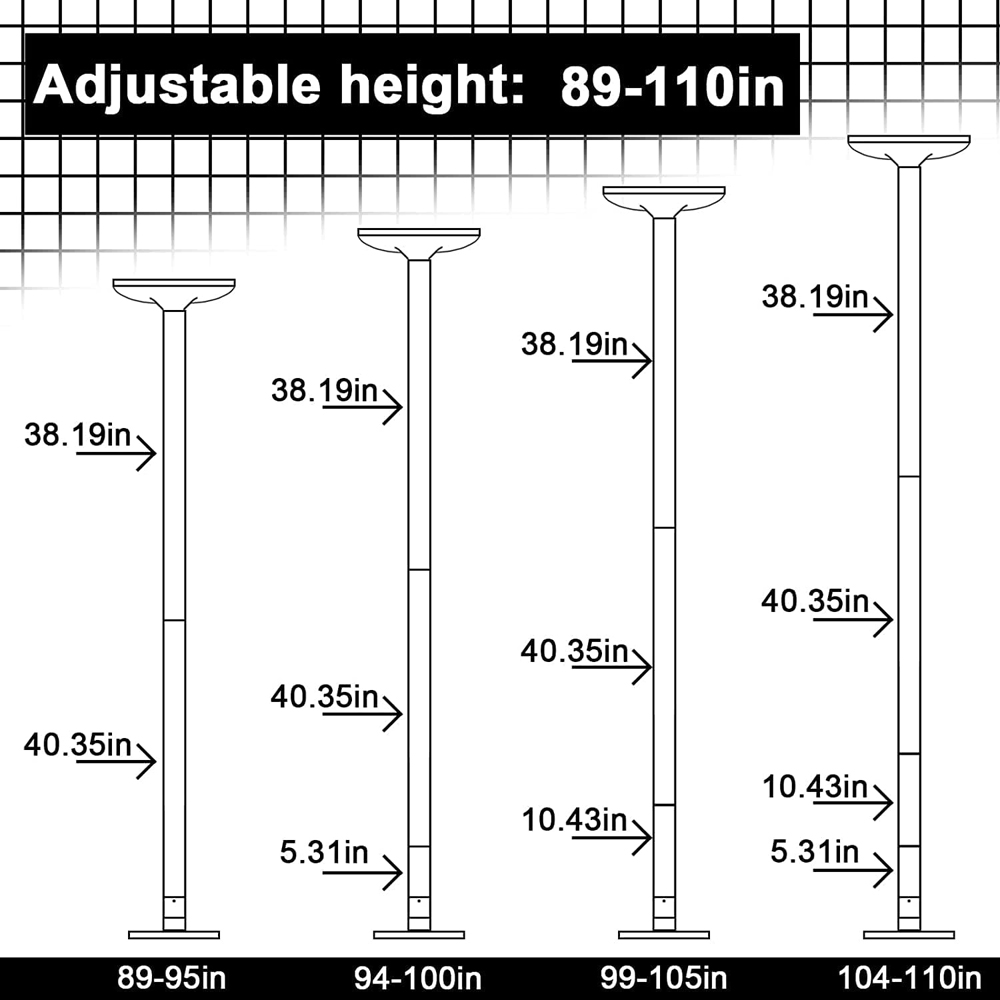 Rattrix Silver Adjustable Height Portable Reinforced Rotating Dance Pole Image 6