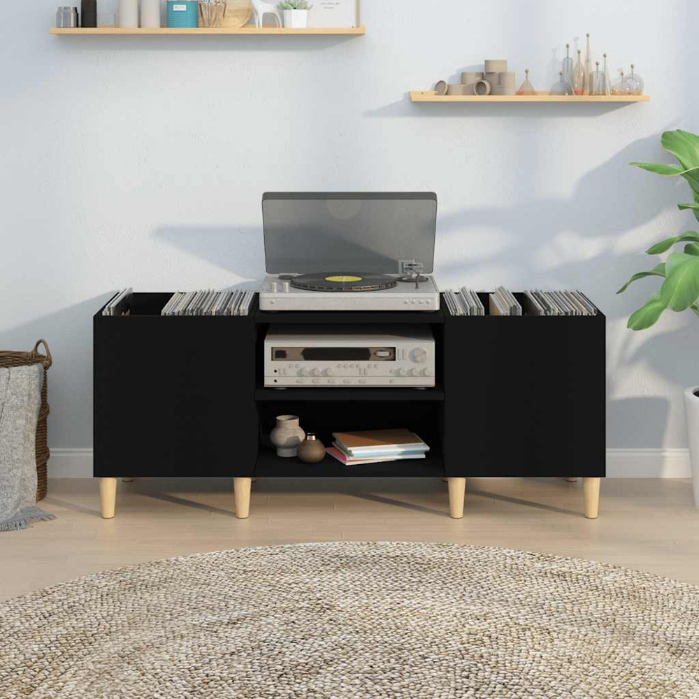 vidaXL 2 Shelf Black Record Cabinet Image 7