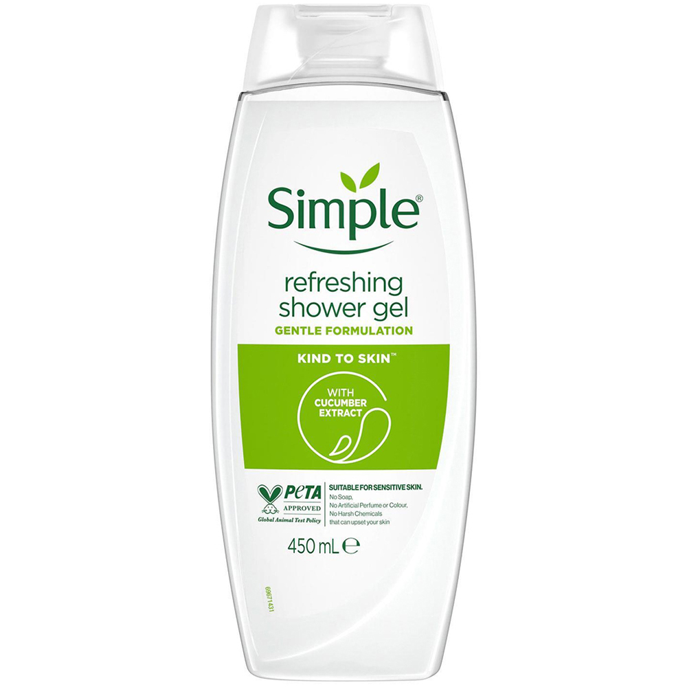 Simple Kind to Skin Refreshing Shower Gel 450ml 6 Pack Image 2