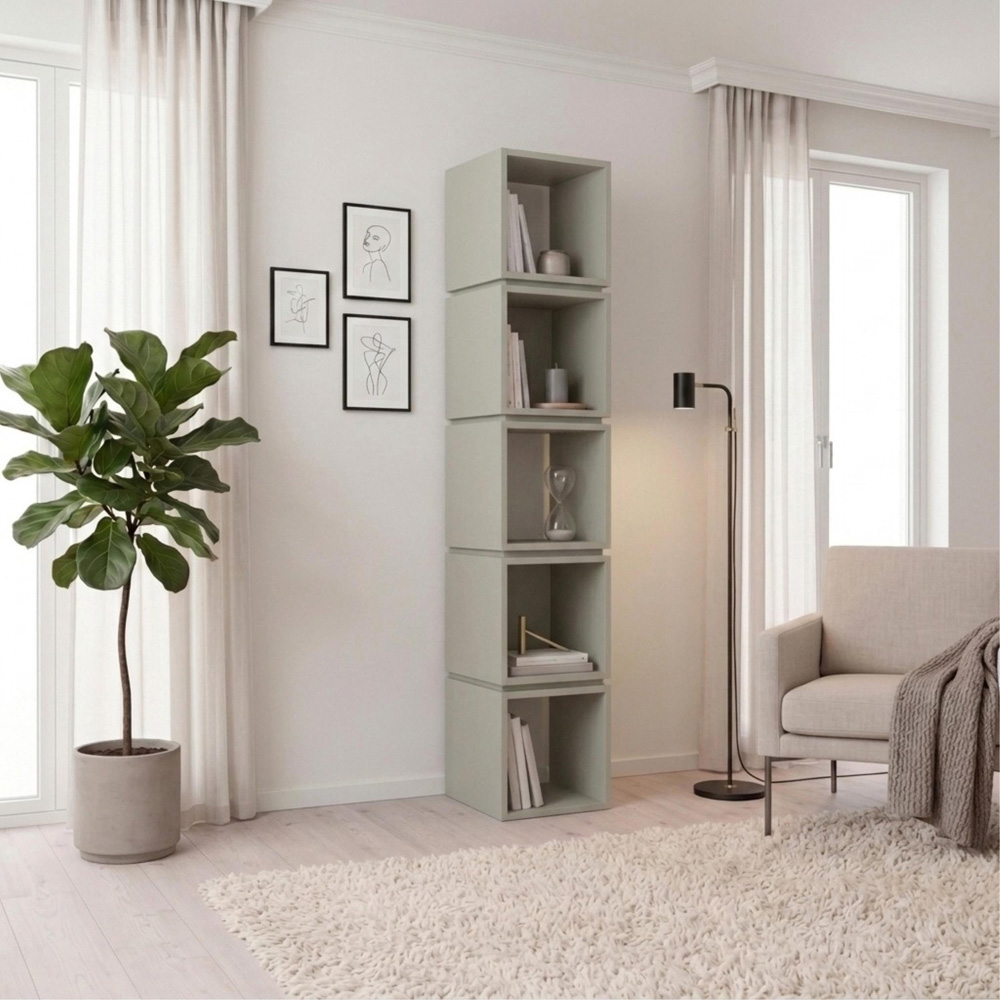 Decortie Multi 5 Shelf Ash Green Cube Bookcase Image 4