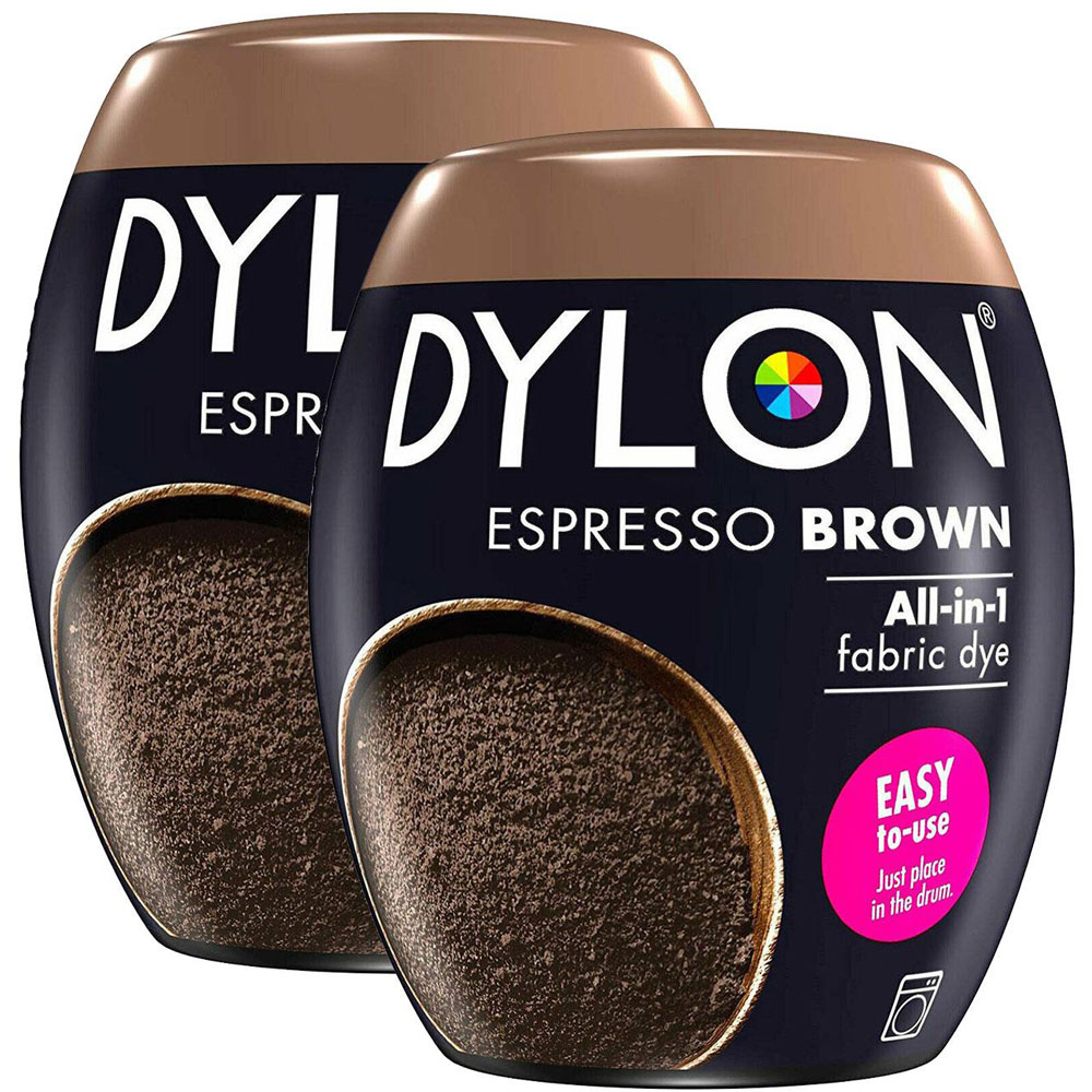 Dylon Espresso Brown Washing Machine Fabric Dye Pod 350g 2 Pack Image 1