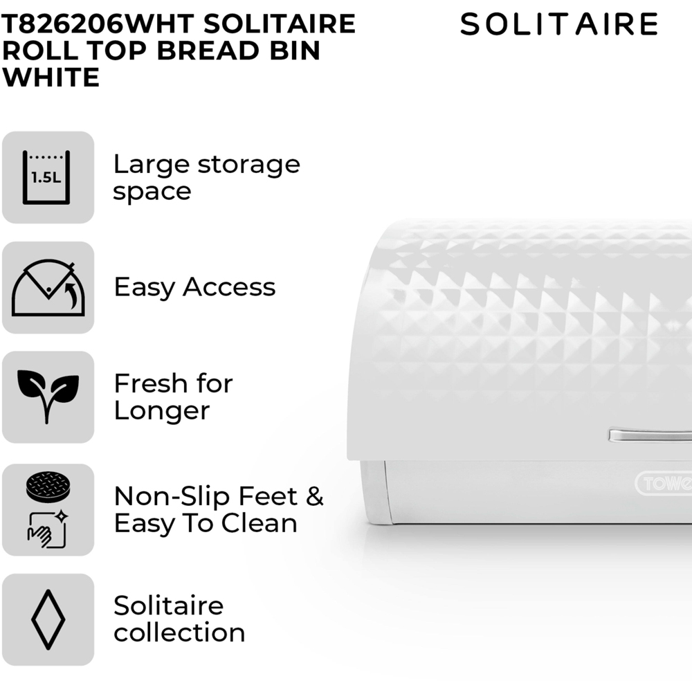 Tower White Solitaire Bread Bin Image 2