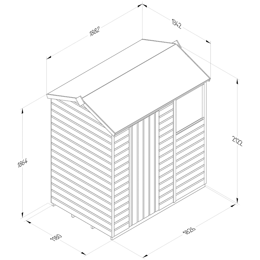 Forest Garden Beckwood 6 x 4ft Single Door Single Window Shiplap Reverse Apex Shed Image 9