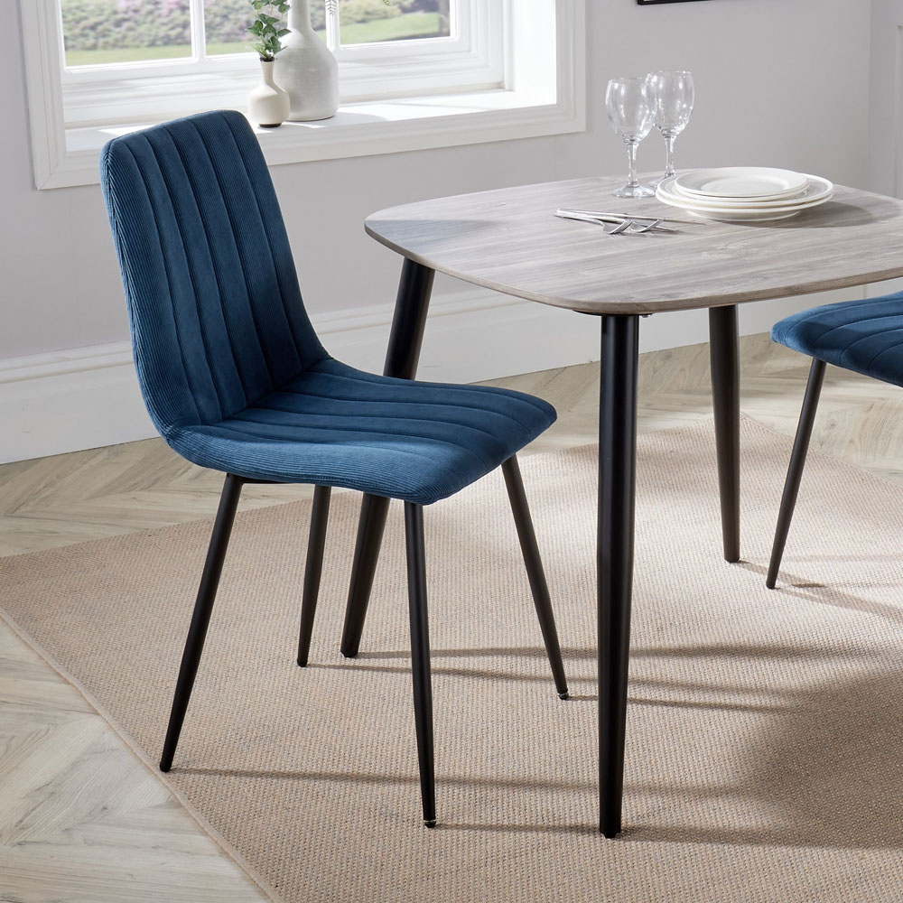 Core Products Aspen Set of 2 Blue and Black Straight Stitch Cord Dining Chair Image 5