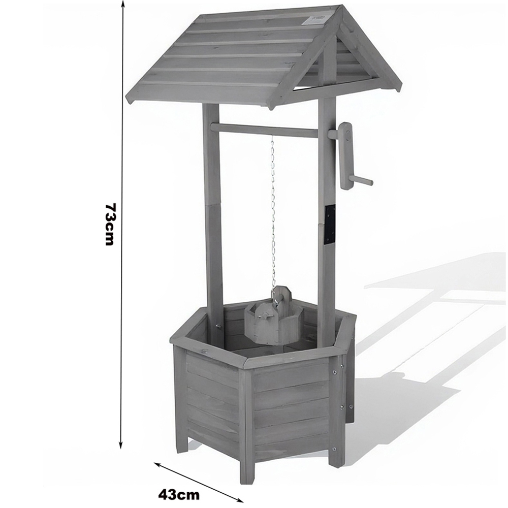 Gr8 Garden Wooden Grey Wishing Well Bucket Planter Plant Image 4