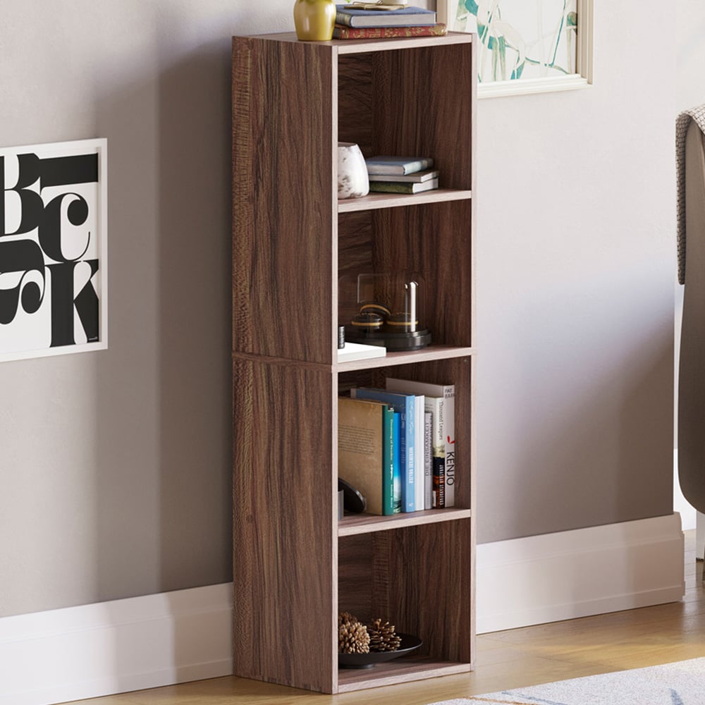 Vida Designs Oxford 4 Shelf Cube Walnut Bookcase Image 1