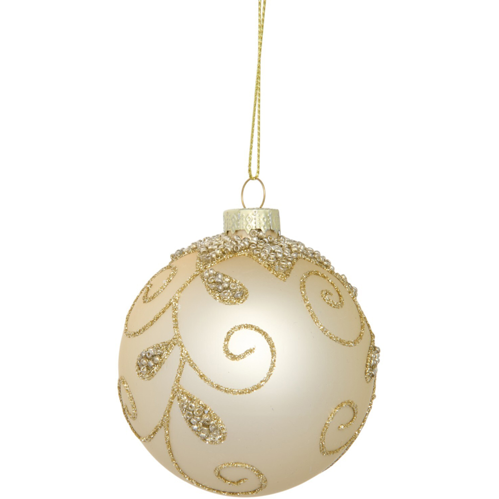 Champagne Sparkling Beaded Bauble Image 4