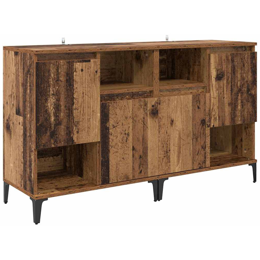 vidaXL 2 Door 2 Shelf Old Wood Compact Sideboard Set of 2 Image 5