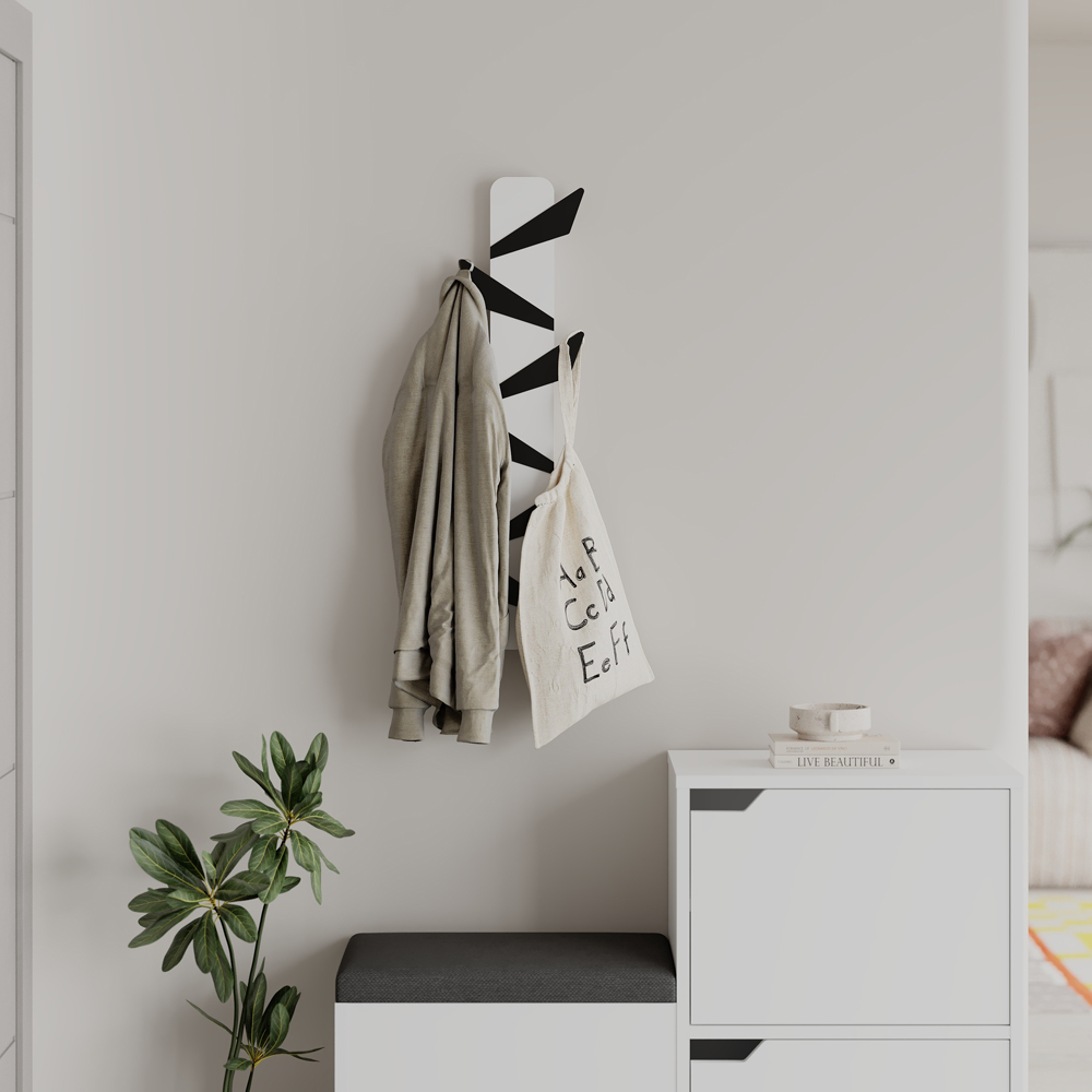 Decortie Alesta 6 Metal Hook White Modern Wall Mounted Hanger Image 2
