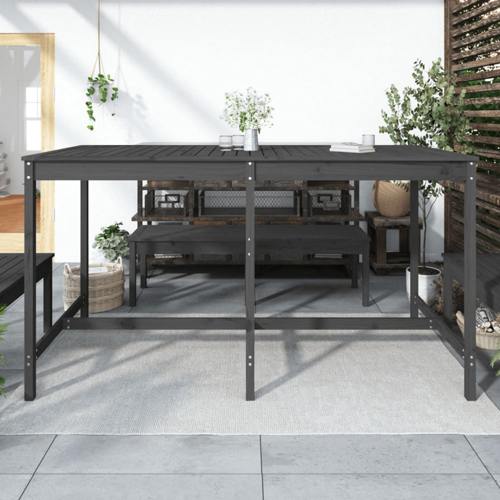 vidaXL 8 Seater Solid Pine Wood Slatted Garden Dining Table Grey Image 1