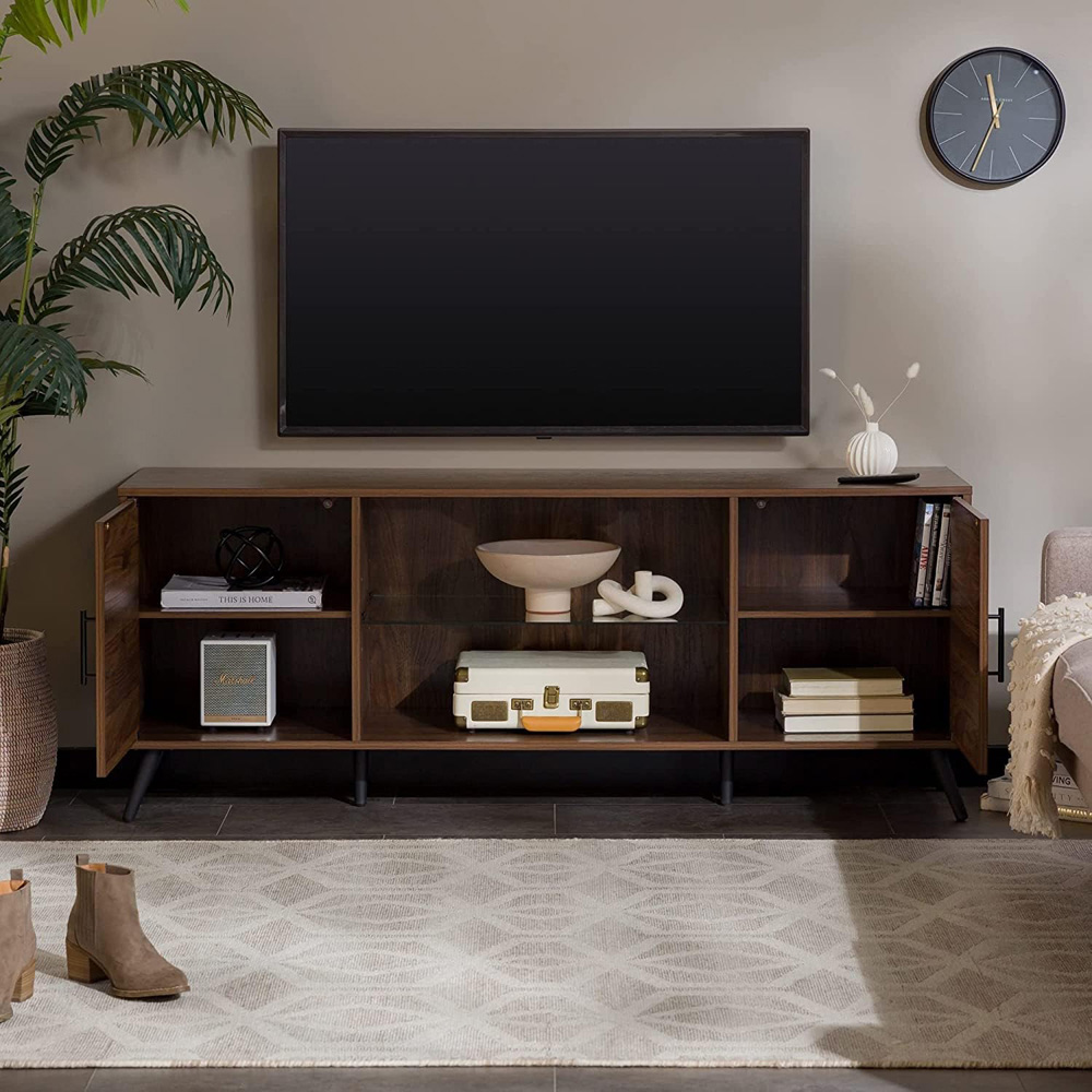 Centurion Portobello 2 Door 2 Shelf Luxury Walnut TV Cabinet Image 8
