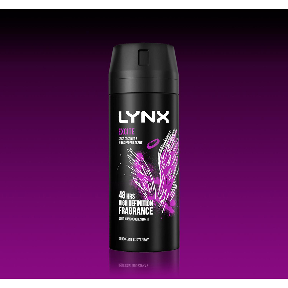 Lynx Excite Crisp Coconut and Black Pepper 48H Protection Deodorant Body Spray 150ml 18 Pack Image 5