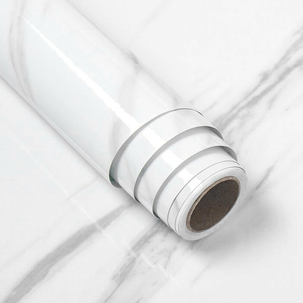 Living and Home Marble Effect White and Grey Self-Adhesive Wallpaper Image 3