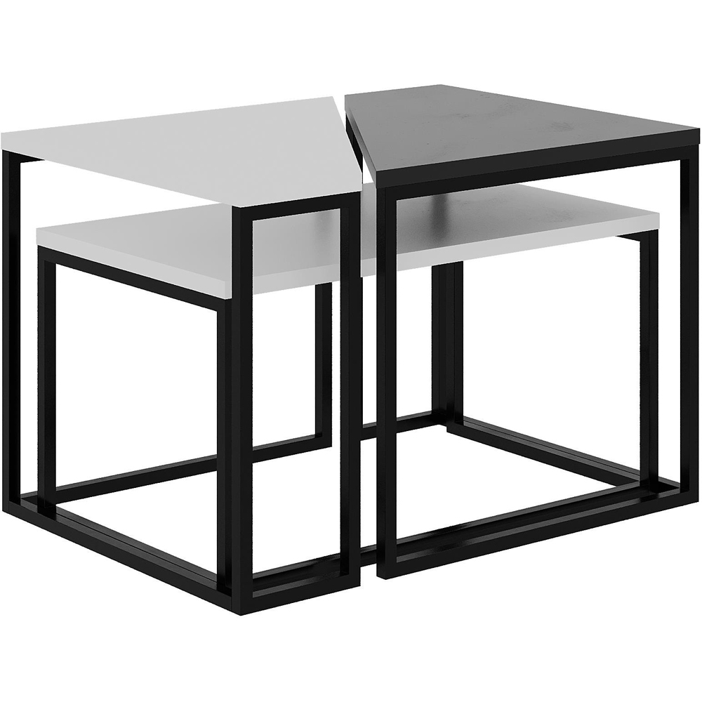 Decortie Ohlady White and Anthracite Nest of Coffee Tables Set of 2 Image 2