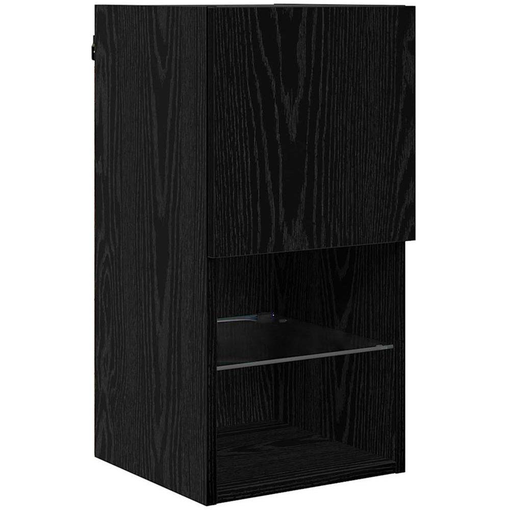vidaXL Single Door 2 Shelf Black Oak Wall Mounted LED TV Unit Set of 2 Image 6