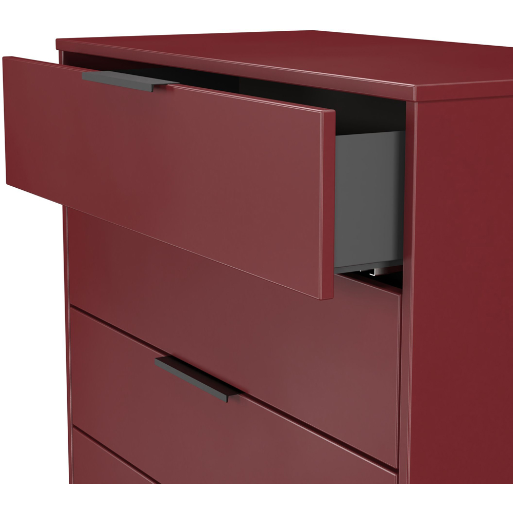 Crowndale Hong Kong 4 Drawer Red Matt Chest of Drawers Ready Assembled Image 6