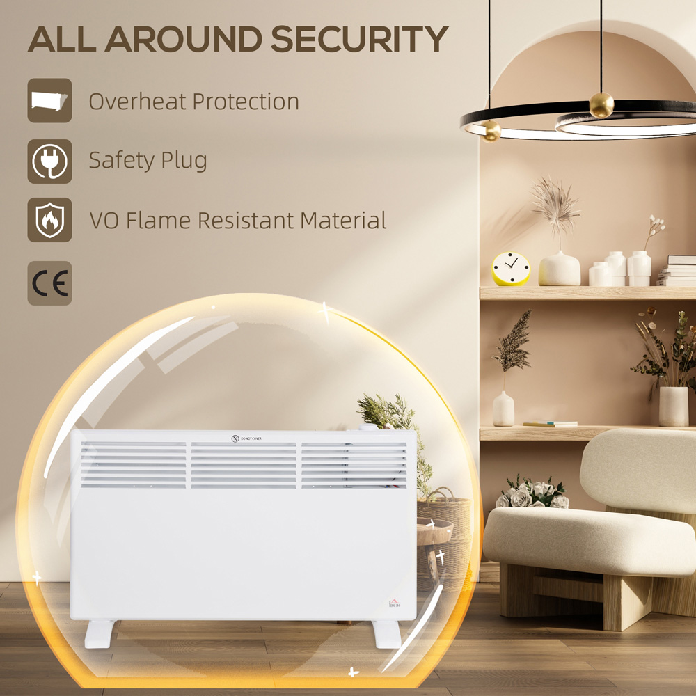 HOMCOM White Electric Panel Heater 1500W Image 6