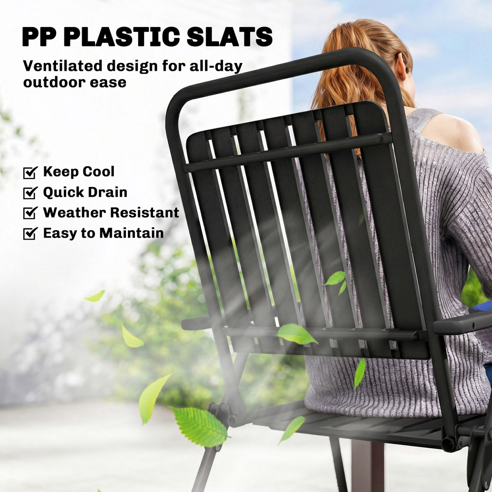 Outsunny Set of 4 Black Plastic Foldable Garden Chair Image 6